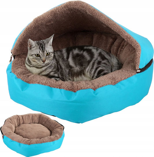 Pat Pentru Câini și Pisici Zola Husă Detașabilă 54 X 13 Cm Material Moale Rotund Albastru Maro
