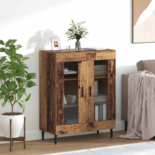 Living Room Display Cabinet from Particle Board with Brown Glass 69.5x34x90cm