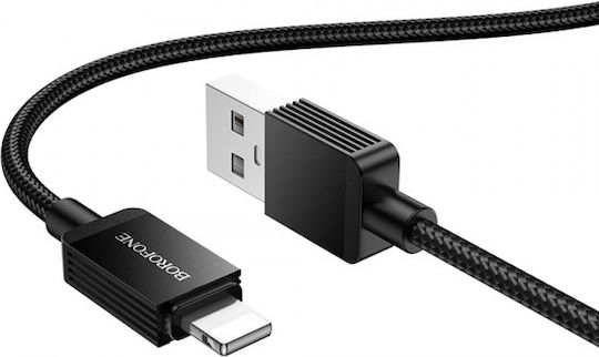 Borofone Braided USB-A la Cablu Lightning 18W Negru 1m