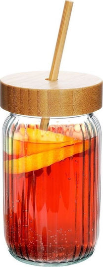 Excellent Houseware Ποτήρι από Γυαλί με Καλαμάκι 500ml
