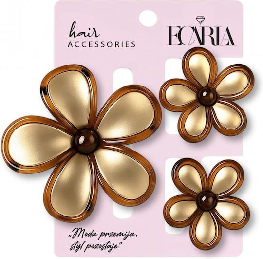 Ecarla 3-in-1 Hair Clip Set Flower Omre Xl + 2 Pcs Mini Clips Sp433 1 Pack 3 Pcs