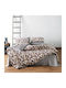 Kentia Duvet Cover Set Cotton Queen with 2 Pillowcases 220x240 Umeko Anthracite Grey - White - Magenta - Beige