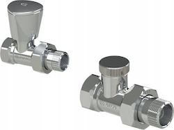 Teide Plus Set of Straight Radiator Supply and Return Valves 1/2gz X 1/2gw Polished Chrome 503565 + 507565