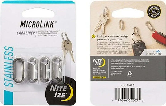 Niteize Microlink Karabiner aus Stahl Silber 4 Stück