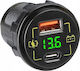 Blow Auto-Ladegerät 4A mit Anschlüssen: 1xUSB 1xType-C und Voltmeter Schwarz Farbe