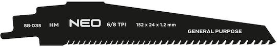 Reciprocating Saw Blade HM 152 x 24 x 1.2 mm 8/6 TPI
