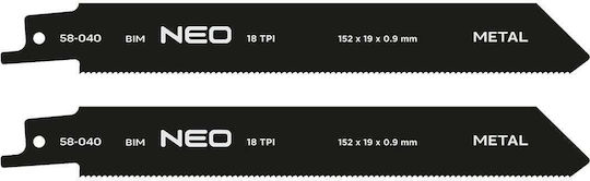 Reciprocating Saw Blade Bim 152 X 19 X 0.9 Mm 18tpi Set 2 Pieces