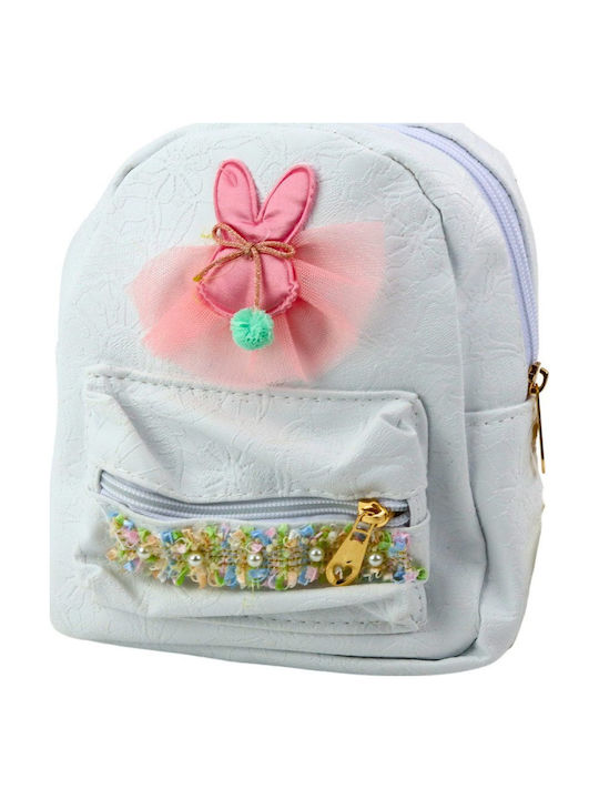 Children's Backpack Embossed Rabbit Tulle Decorative Ribbon White 2.5l 20cm Lean
