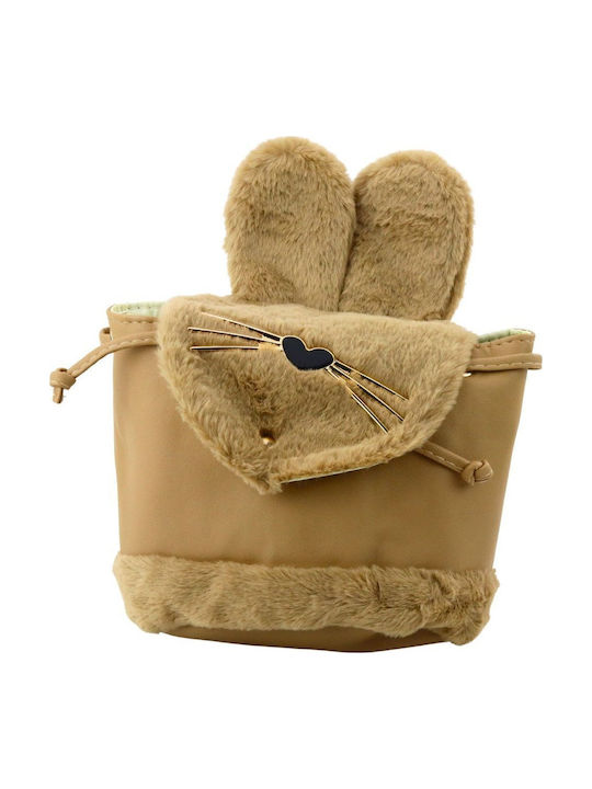 Kinder Plüsch Rucksack Ohren Verstellbarer Gurt Beiges 22cm 4l