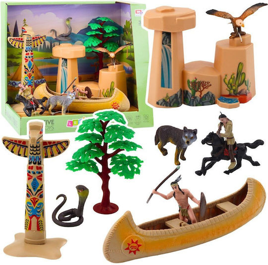Indian Dorf Figuren Set Kayak Totem Miniatur-Spaßspielzeug