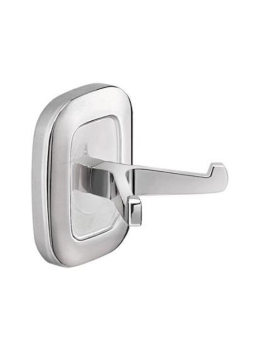 Gedy Double Bathroom Hook with Screws 6.8x7cm Silver