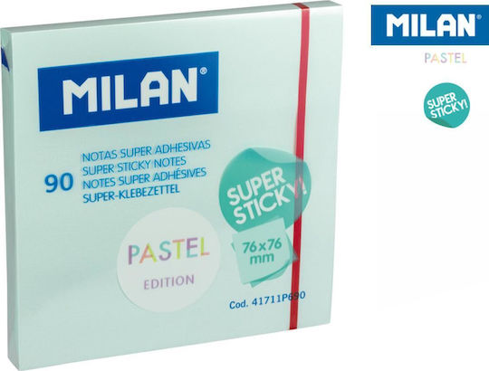 Blue Sticky Memo Pad Milan Super Sticky Pastel 76 X 76 Mm 90 Pieces