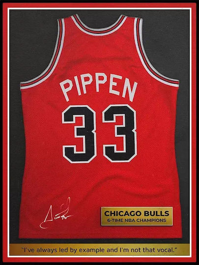 Poster NBA Pippen Jersey 33 Snk055 21cm X 30cm Frame Dark Natural Wood Brown