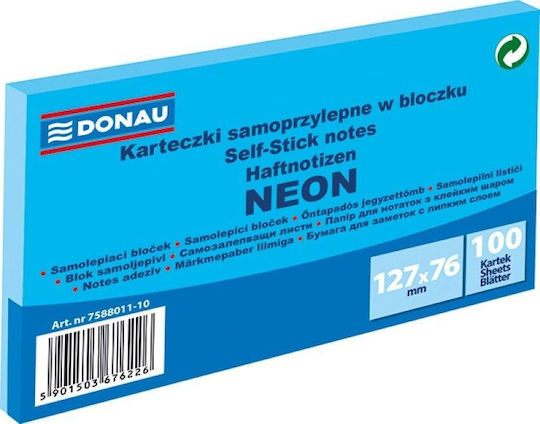 Pbs Connect Μπλοκ Σημειωσεων Αυτοκολλητο Donau 127x76mm 100φ Νεον Μπλε 7588011-10