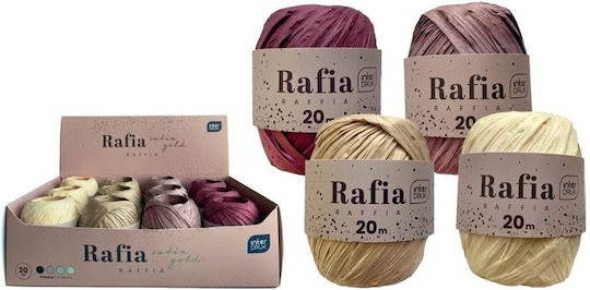 Raffia On Spool 20m Satin Gold 12pcs