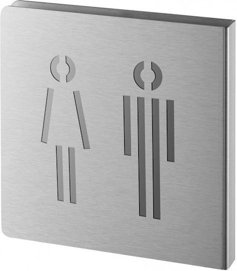 Πινακίδα Σήμανσης Wc Ανδρών & Γυναικών 120x120 Mm Ανοξείδωτη Αυτοκόλλητο Thirard 00302387
