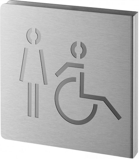 Πινακίδα Σήμανσης Wc Γυναικών & Αμεα 120x120 Mm Ανοξείδωτη Αυτοκόλλητο Thirard 00292387