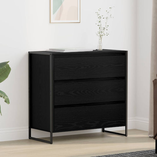 Wooden Chest of Drawers Black Beech, Black 79x36x75.5cm
