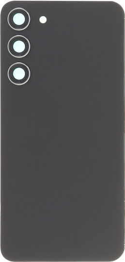 Battery Cover Battery Door + Battery Door Adhesive + Back Camera Lens Bezel Phantom Black for Galaxy S23+