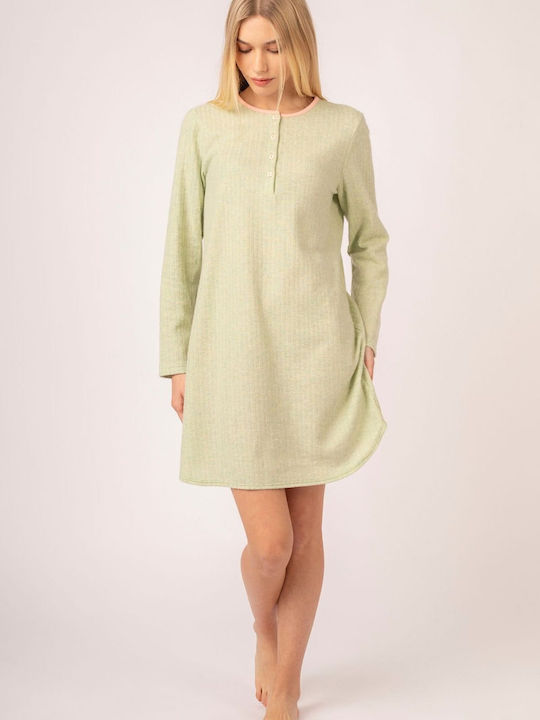 Brilliamo Winter Women's Nightdress Green