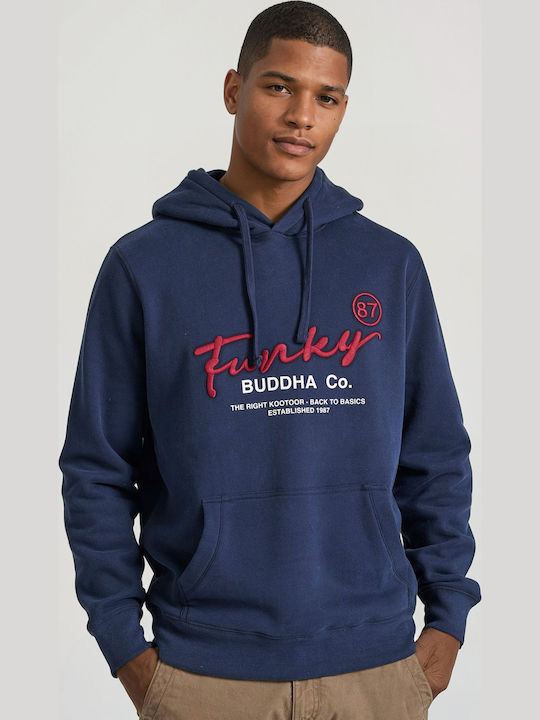 Funky Buddha Sweatshirt with Hood Navy Blue