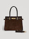 Leather Women's Shoulder and Crossbody Bag Suede Brown