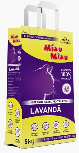 Ароматизиран Лавандулов Котешки Тоалетен Пясък Miau Miau 5кг