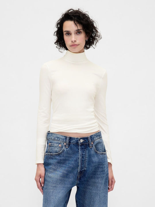 GAP Γυναικείο Πουλόβερ Βαμβακερό Ζιβάγκο Off White