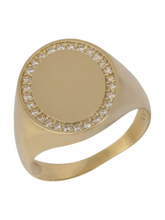 Damen Chevalier Ring mit Zirkonia aus Gold 9K