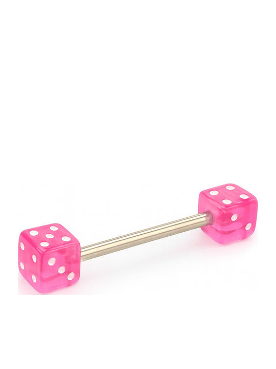 Nire Barbell Tongue Piercing Earring Steel Silver / Pink