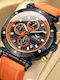 Onola Men's Watch 44mm Battery with Orange Metal Bracelet