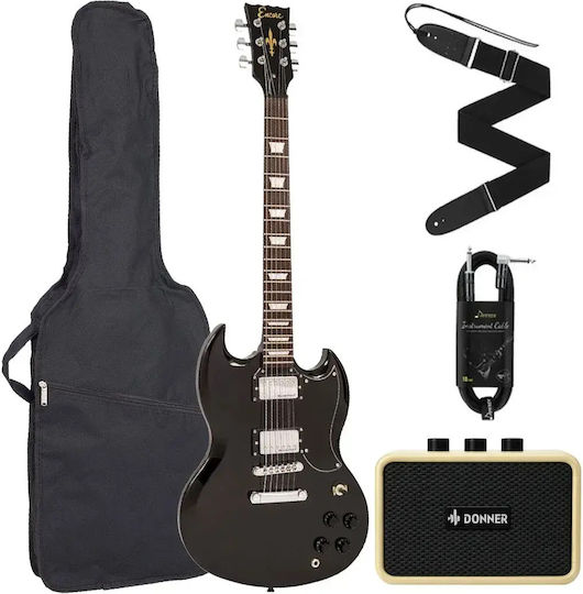 Encore Set Elektrische Gitarre Weiß mit Tasche