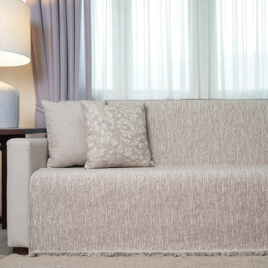 Cotone Sofa Throw 2 Seater Chenille 180x240cm Greige