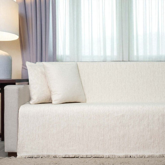 Cotone Three-Seater Sofa Throw Chenille 180x300cm Ecru