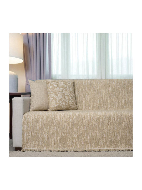 Cotone Ριχτάρι Τριθέσιου Καναπέ Chenille 180x300εκ. Μελί 583300