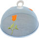 Lebensmittelabdeckungen Schutzgitter Grau Durchmesser 24cm Bestickte Blume