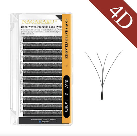 Nagaraku 4d W Shape Eyelash Extension 0.07d 11mm