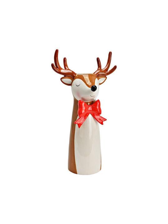 G.Wurm Decorative Vase Deer with red bow Red 18x14x35cm