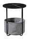 Round Side Table Wooden Black Marble L40xW40xH50cm.