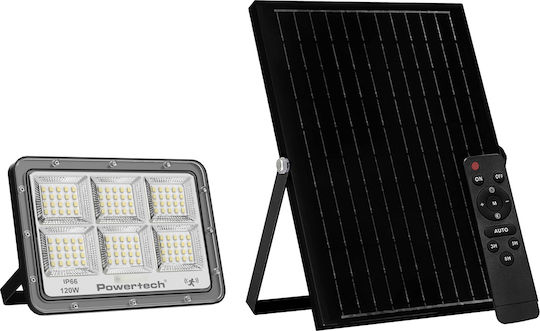 Powertech Στεγανός Ηλιακός Προβολέας LED 120W Φυσικό Λευκό 4000K με Αισθητήρα Κίνησης και Τηλεχειριστήριο IP66
