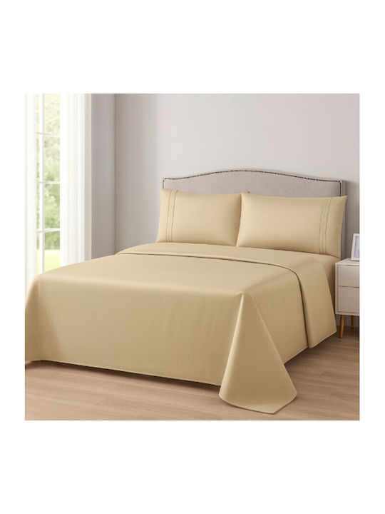 ForHome Duvet Cover Set Queen with 2 Pillowcases 220x240 Beige