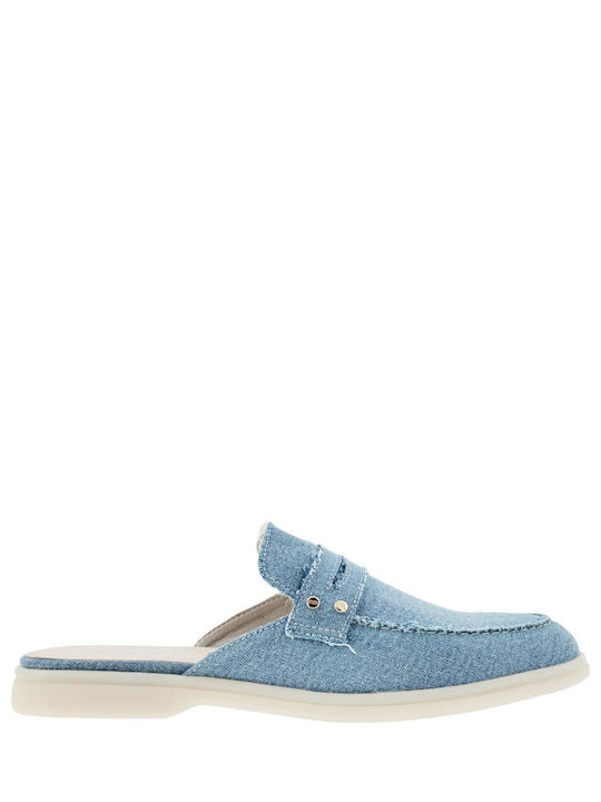 Mules with Heel in Blue Color