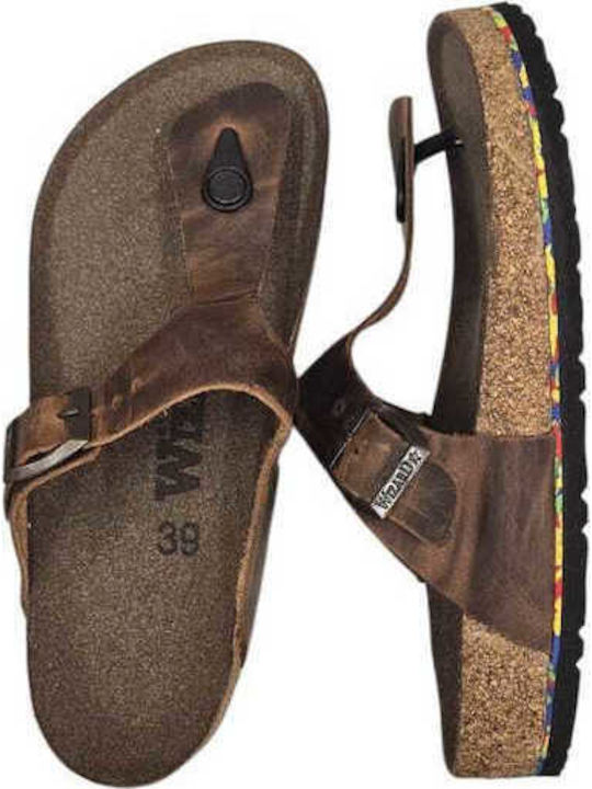 Wizard Leather Brown Women's Flat Sandals