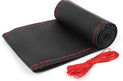 Gmax Κάλυμμα Τιμονιού Αυτοκινήτου Ραφτό Δερμάτινο Μαύρο με Μαύρη Ραφή