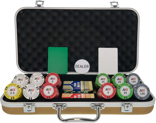 Pokeritems Set von 300 nummerierten Pokerchips 14gr in Koffer