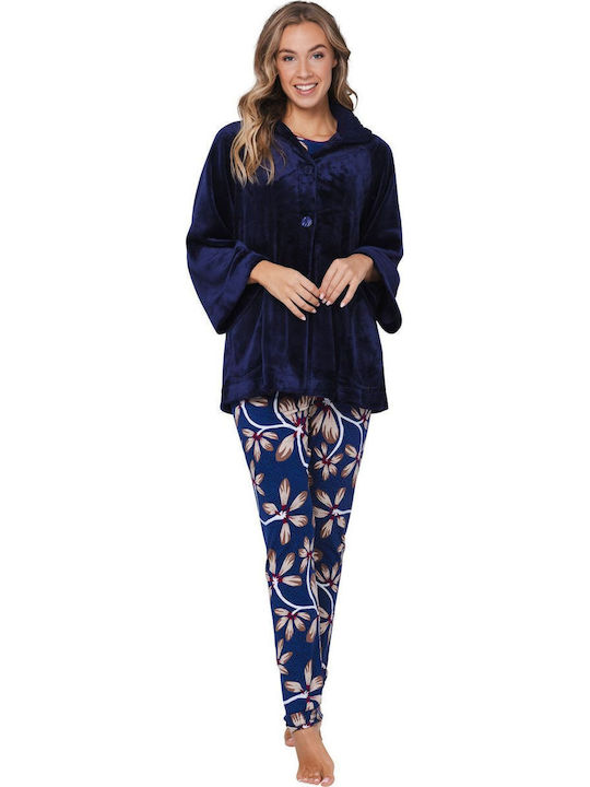 Pastunette Winter Women's Robe Navy Blue
