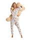 Siyah Inci Winter Damen Pyjama-Set Ecru