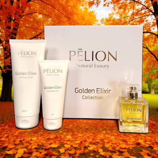 P For Pelion Golden Elixir Collection Women's Set with Eau de Parfum and Shower Gel 3pcs