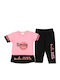 Kids Sweatpants Set Pink-Black Smile