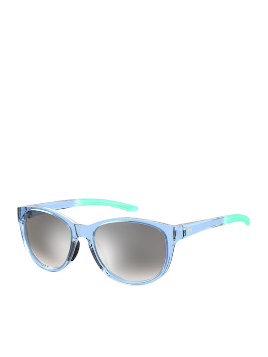 Under Armour Women's Sunglasses with Blue Plastic Frame and Gray Lens UA0014GSMVU